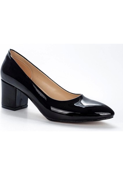 Kadın Moda Şık Siyah Rugan Topuklu Klasik Ayakkabı Topuklu Düğün Nişan Gece Abiye Ayakkabısı fiyatları