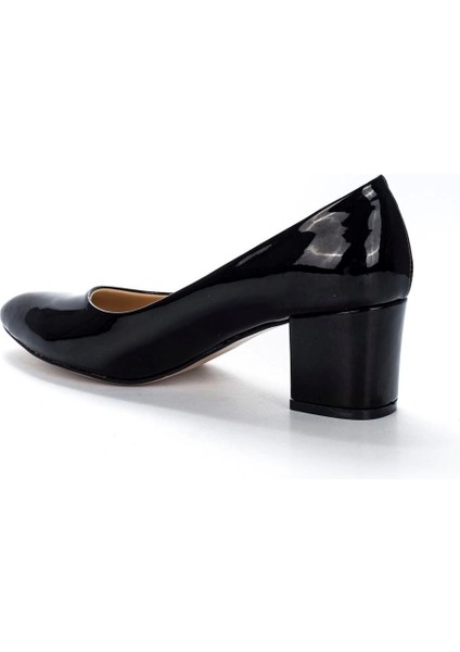 Kadın Moda Şık Siyah Rugan Topuklu Klasik Ayakkabı Topuklu Düğün Nişan Gece Abiye Ayakkabısı modelleri