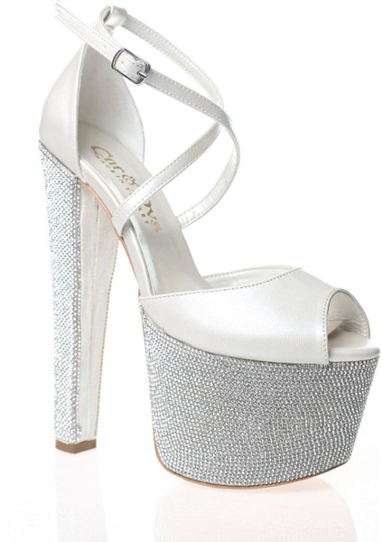 Kadın Moda Şık Gold Ayna Ökçe Poli Taş Yüksek Topuk Topuklu Düğün Nişan Gece Abiye Ayakkabısı fiyatları