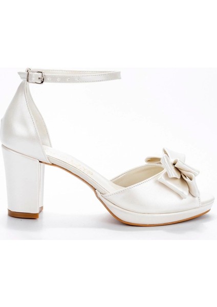 Kadın Beyaz Sedef Cilt Fiyonk Abiye Ayakkabı Kadın Topuklu Şık Gece Ayakkabısı Zarif Tasarım modelleri