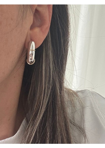 Çift Renkli Kalın Halka Küpe