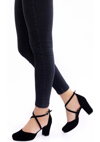 Kadın Moda Şık Siyah Topuklu Ayakkabı Topuklu Zarif Tasarım Düğün Nişan Gece Abiye Ayakkabısı
