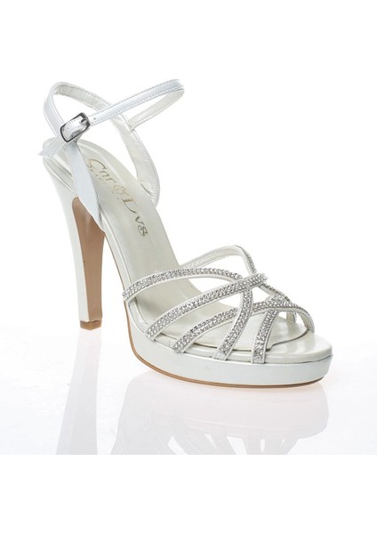 Kadın Sedef Hilal Taşlı Abiye Ayakkabı Kadın Topuklu Şık Gece Ayakkabısı Zarif Tasarım