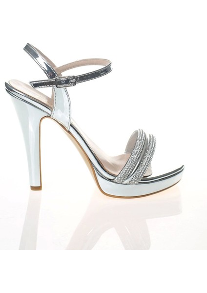 Kadın Gümüş Ayna Double Abiye Ayakkabı Kadın Topuklu Şık Gece Ayakkabısı Zarif Tasarım modelleri