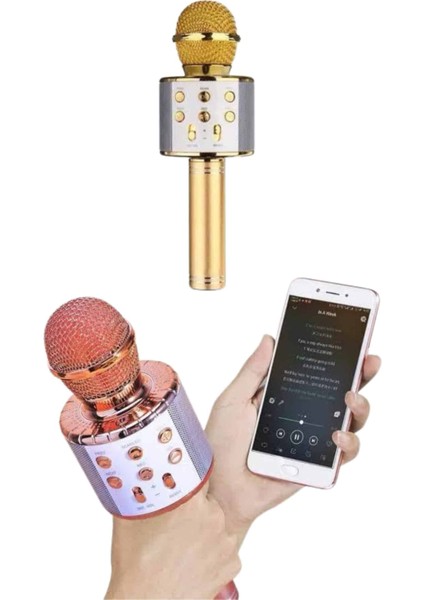 Bluetooth Hoparlör USB Aux Sd Kart Kaoroke Mikrofon Uzun Pil Ömrü