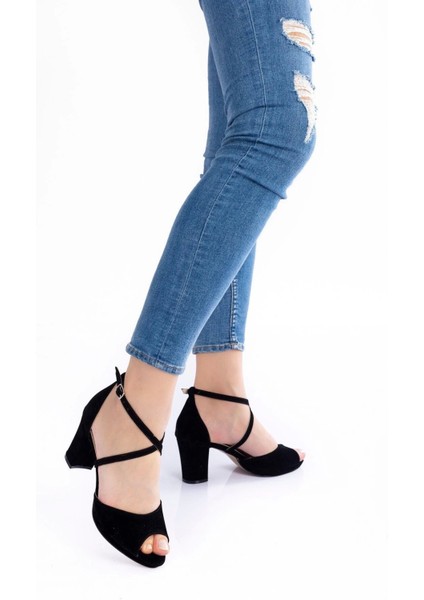 Kadın Moda Şık Siyah Topuklu Ayakkabı Topuklu Zarif Tasarım Düğün Nişan Gece Abiye Ayakkabısı