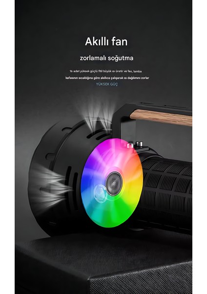 W5220-2 Ultra Güçlü Fan Soğutmalı 48000 Lümen El Feneri 21700MAH Güneş Enerjili Solar Lamba modelleri