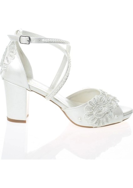 Kadın Moda Şık Sedef Inci Taş Işlemeli Gelin Ayakkabı Topuklu Düğün Nişan Gece Abiye Ayakkabısı fırsatları