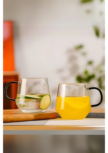 4'lü Borosılıkat Cam Kupa Kulplu Bardak | Ev Ofis Çay, Kahve, Meşrubat, Bardağı 400 ml modelleri