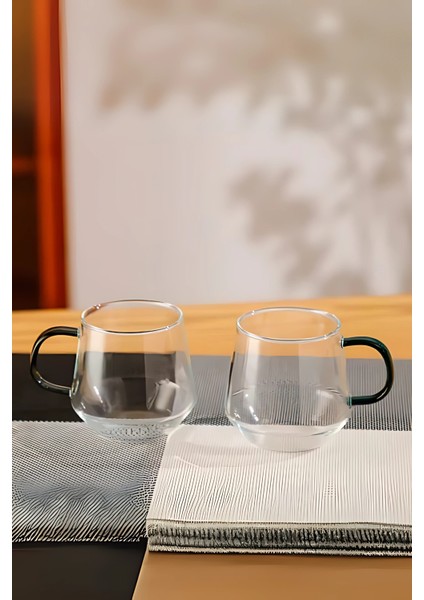 4'lü Borosılıkat Cam Kupa Kulplu Bardak | Ev Ofis Çay, Kahve, Meşrubat, Bardağı 400 ml fırsatları