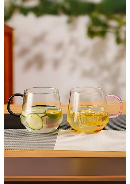 4'lü Borosılıkat Cam Kupa Kulplu Bardak | Ev Ofis Çay, Kahve, Meşrubat, Bardağı 400 ml indirimleri