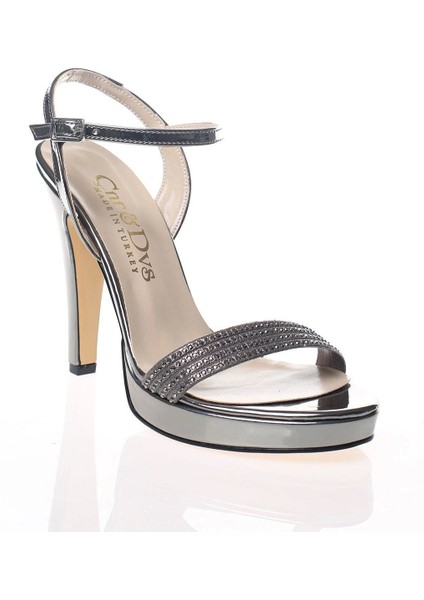 Kadın Moda Şık Platin Ayna Taşlı Tek Bant Topuklu Düğün Nişan Gece Abiye Ayakkabısı fiyatları