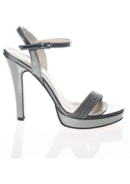 Kadın Moda Şık Platin Ayna Taşlı Tek Bant Topuklu Düğün Nişan Gece Abiye Ayakkabısı fırsatları