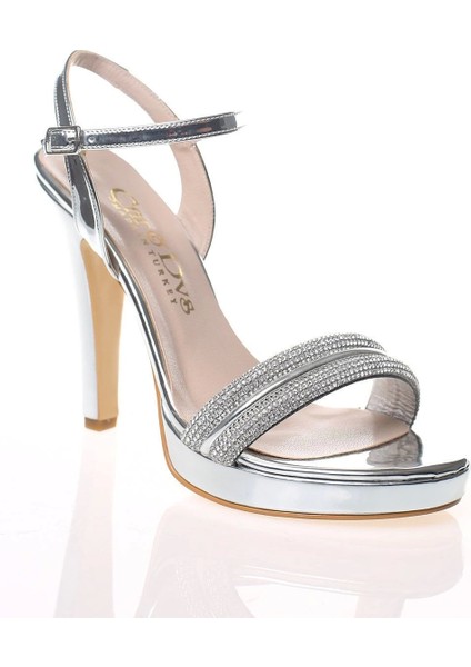 Kadın Moda Şık Gümüş Ayna Double Topuklu Zarif Tasarım Düğün Nişan Gece Abiye Ayakkabısı fiyatları