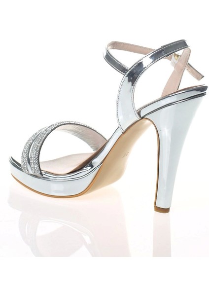 Kadın Moda Şık Gümüş Ayna Double Topuklu Zarif Tasarım Düğün Nişan Gece Abiye Ayakkabısı modelleri
