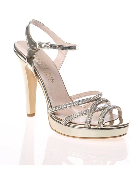 Kadın Moda Şık Gold Taşlı Topuklu Zarif Tasarım Yüksek Topuk Düğün Nişan Gece Abiye Ayakkabısı fiyatları