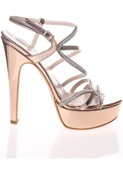 Kadın Moda Şık Gold Ayna Taş Topuklu Zarif Tasarım Düğün Nişan Gece Abiye Ayakkabısı fırsatları