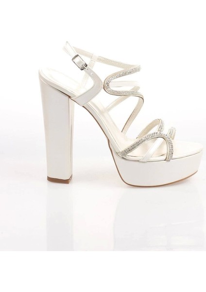 Kadın Moda Şık Beyaz Topuklu Zarif Tasarım Yüksek Topuk Düğün Nişan Gece Abiye Ayakkabısı fırsatları