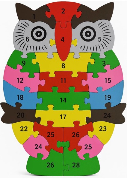 Eğitici Ahşap Baykuş Puzzle