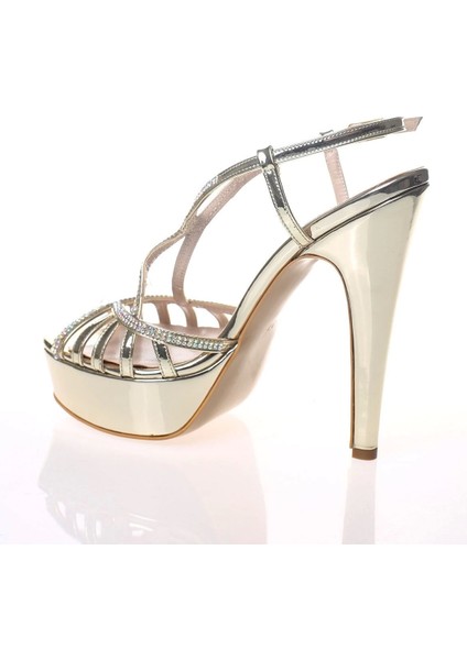 Kadın Moda Şık Gold Ayna Dekolte Taşlı Topuklu Zarif Tasarım Düğün Nişan Gece Abiye Ayakkabısı modelleri