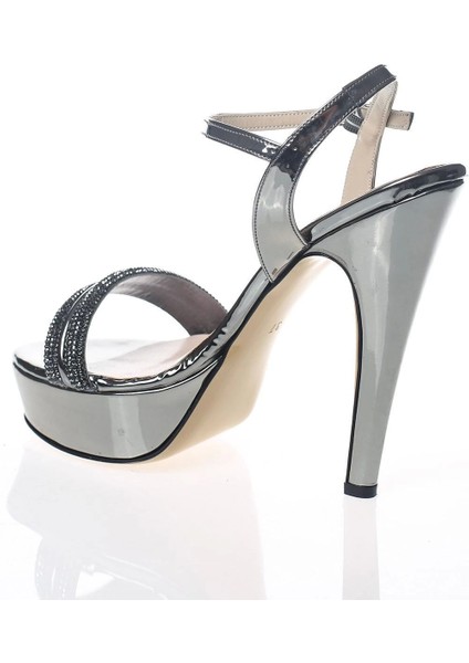 Kadın Moda Şık Platin Ayna Double Taş Topuklu Zarif Tasarım Düğün Nişan Gece Abiye Ayakkabısı modelleri