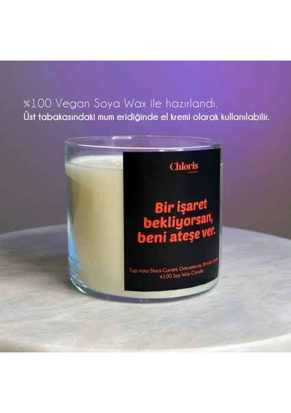 Bir Işaret Bekliyorsan, Beni Ateşe Ver Kokulu Mum, Dekoratif Mum, Hediyelik Mum, Soya Wax Mum