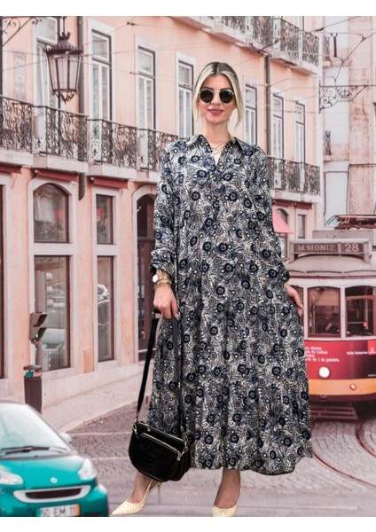 Elbise Düğmeli Uzun