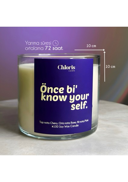 Önce Bi' Know Your Self Kokulu Mum, Dekoratif Mum, Soya Wax Mum, Dekorasyon