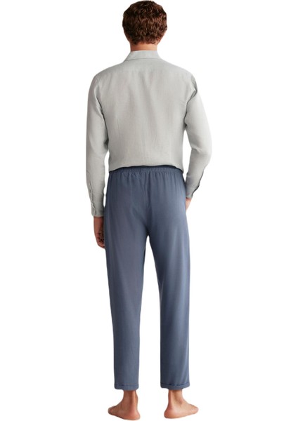 Erkek Indigo Keten Pantolon