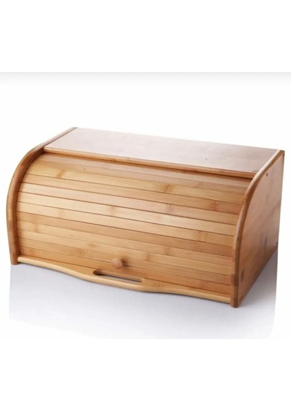 Bambu Açılır Kapanır Kapaklı Ekmek Kutusu Ekmeklik Ekmek Dolabı 38X19CM