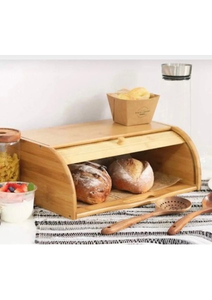 Bambu Açılır Kapanır Kapaklı Ekmek Kutusu Ekmeklik Ekmek Dolabı 38X19CM fiyatları
