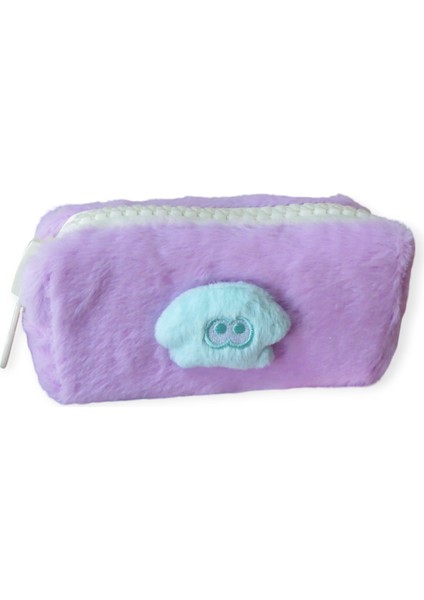 Maskotlu Dev Fermuarlı Peluş Kalem Çantası