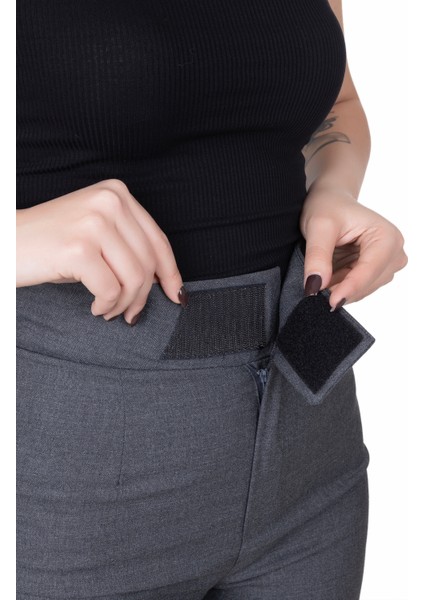 Looksense Kadın Antrasit Cırtlı Dokuma Pantolon 01012 fırsatları