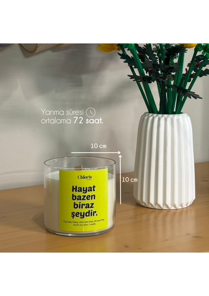 Hayat Bazen Biraz Şeydir Kokulu Mum, Dekoratif Mum, Soya Wax Mum, Dekorasyon