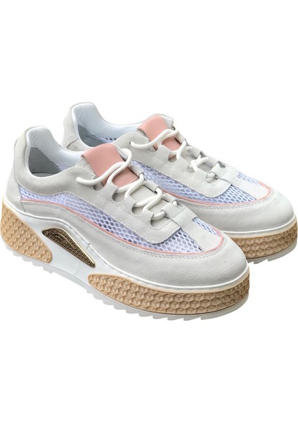 Beyaz Süet&file Sneaker