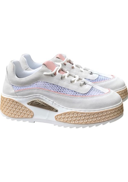Beyaz Süet&file Sneaker