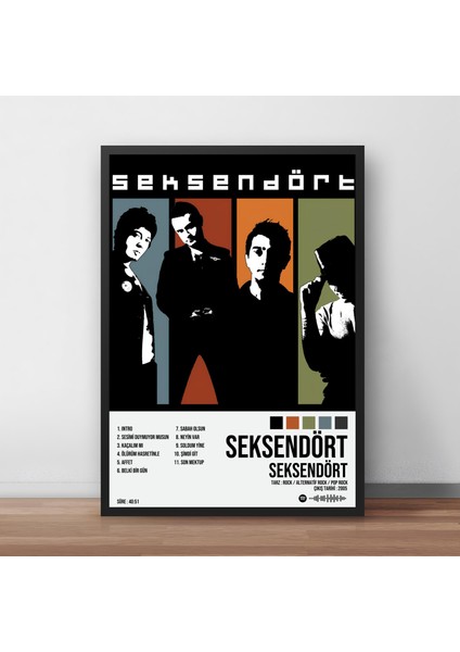 Seksendört - Seksendört Albüm Spotify Çerçeveli Poster Tablo