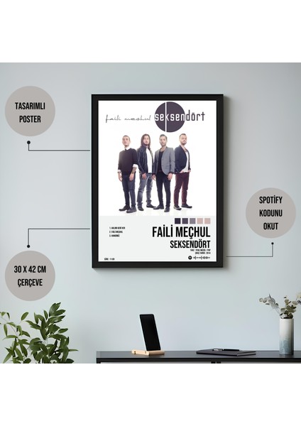 Seksendört - Faili Meçhul Albüm Spotify Çerçeveli Poster Tablo