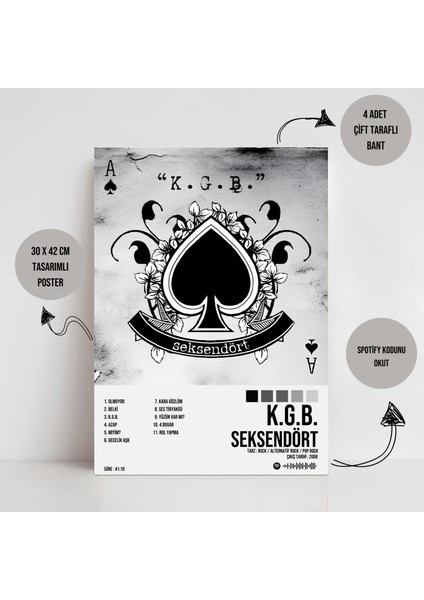 Seksendört - K.g.b Albüm Spotify Çerçevesiz Tasarım Poster fiyatları