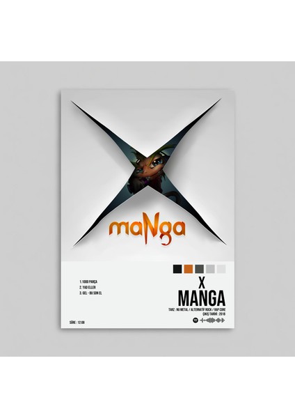 Manga - x Albüm Spotify Çerçevesiz Tasarım Poster