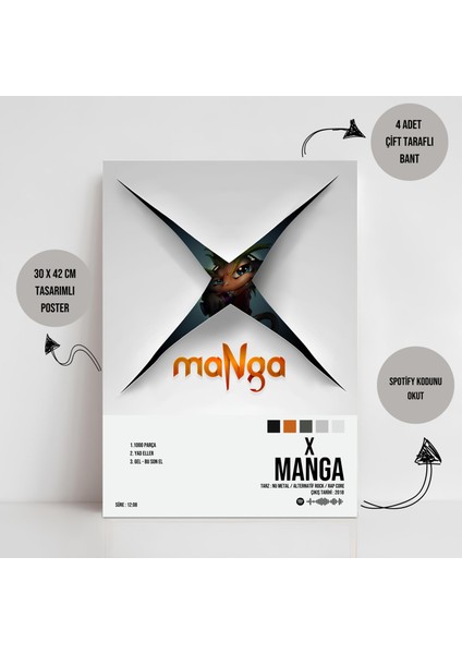 Manga - x Albüm Spotify Çerçevesiz Tasarım Poster fiyatları