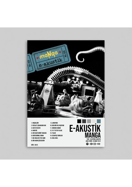 Manga - E Akustik Albüm Spotify Çerçevesiz Tasarım Poster