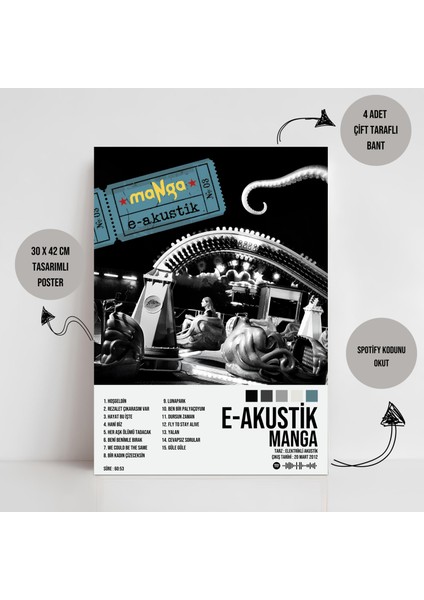 Manga - E Akustik Albüm Spotify Çerçevesiz Tasarım Poster