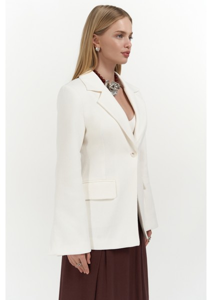 Anisah Belden Oturmalı Ekru Blazer