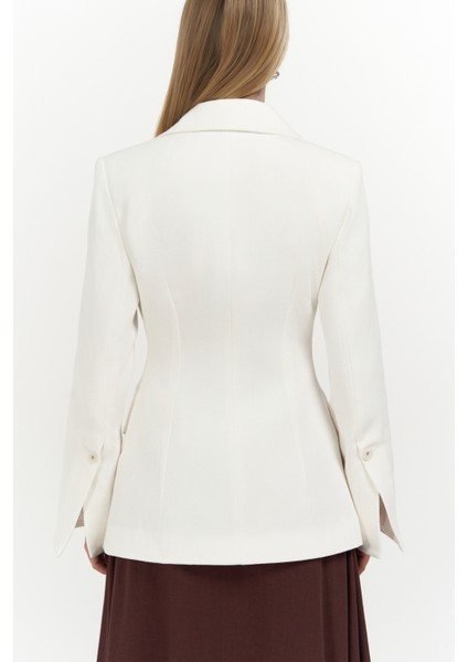 Anisah Belden Oturmalı Ekru Blazer