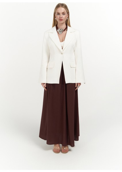 Anisah Belden Oturmalı Ekru Blazer