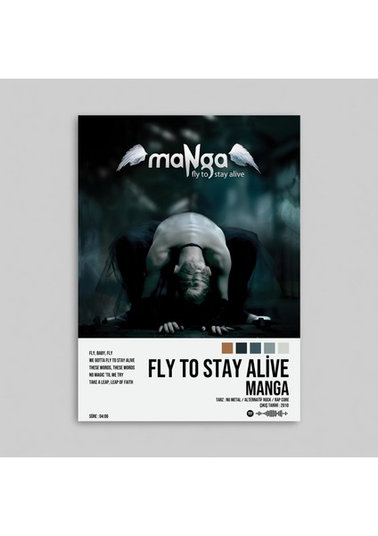 Manga - Fly To Stay Alive Albüm Spotify Çerçevesiz Tasarım Poster