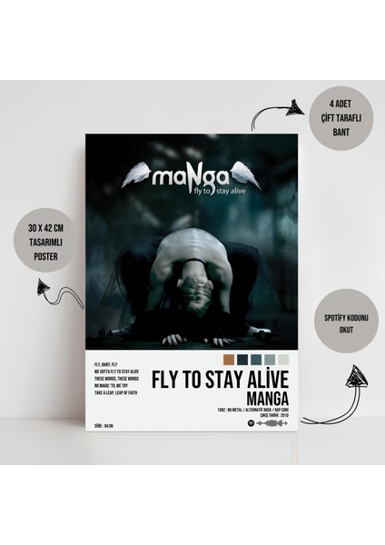 Manga - Fly To Stay Alive Albüm Spotify Çerçevesiz Tasarım Poster