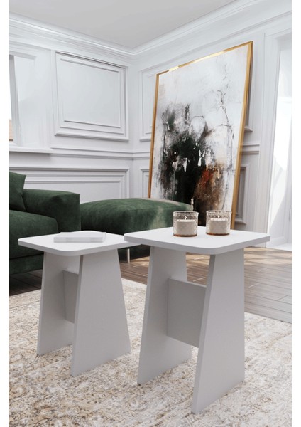 H Sehpa 2'li Set | Koltuk Yanı Sehpa | Zigon Sehpa Takımı | Yan Sehpa | Modern Orta Sehpa Modeli