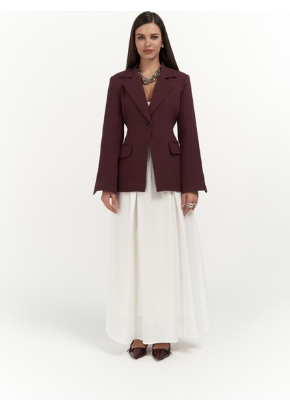 Anisah Belden Oturmalı Bordo Blazer modelleri